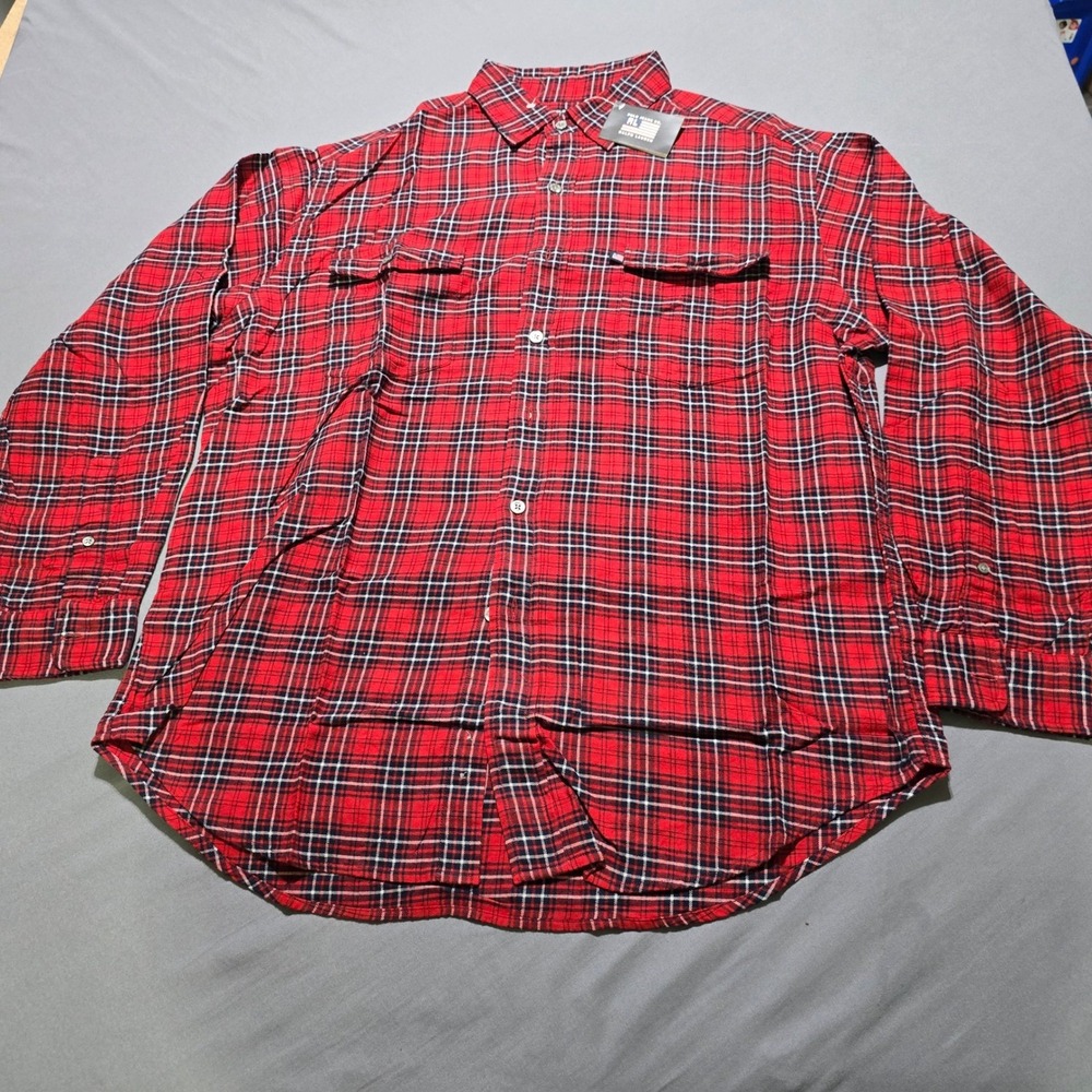 Polo Jeans Co Ralph Lauren Plaid Shirt Mens Large Red Button deadstock vintage